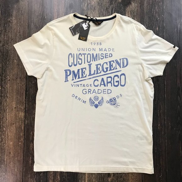 PME LEGEND Spellout Logo T-Shirt XL NWT Vintage Cargo Denim Goods - Picture 1 of 12